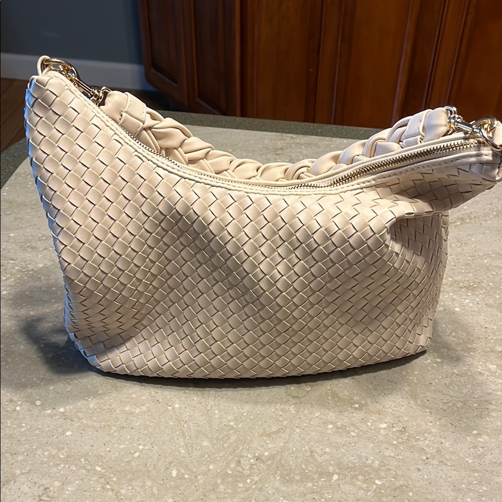 Altar’d State Cream Woven Hobo Bag